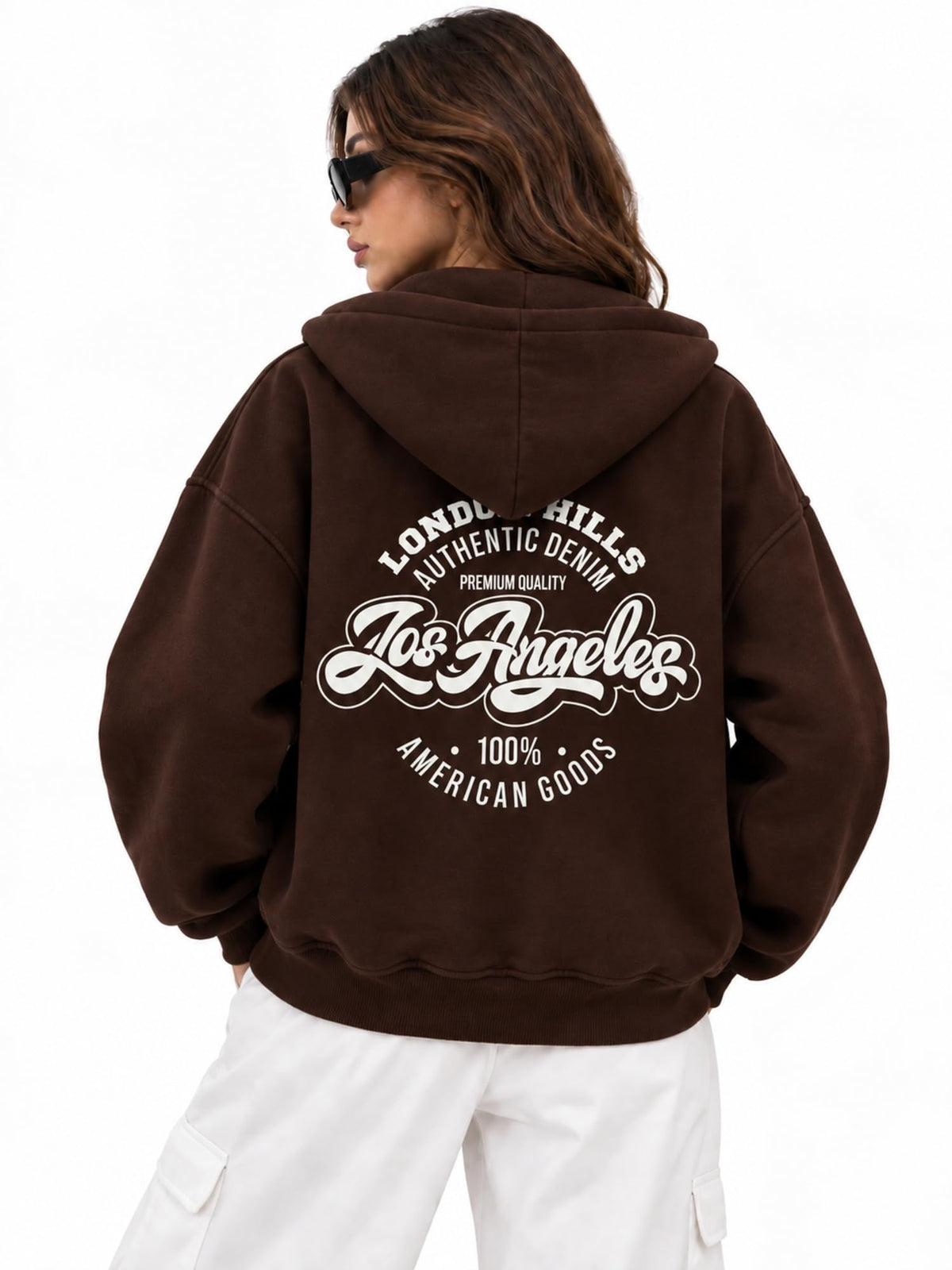 London Hills Hoodies for Women Stylish Sweater for Woman with Zip Stylish Latest Unisex Graphic Print Cotton Blend Fleece Hoodie Zipper Winter wear Hood Regular Fit, Long Sleeve