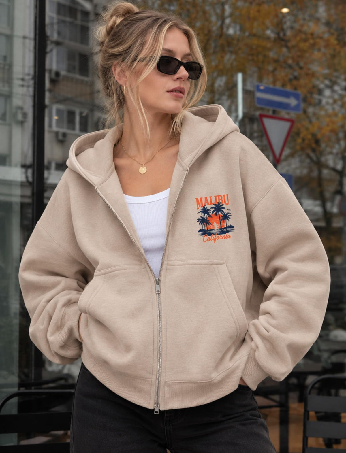 London Hills Hoodies for Women Stylish Sweater for Woman with Zip Stylish Latest Unisex Graphic Print Cotton Blend Fleece Hoodie Zipper Winter wear Hood Regular Fit, Long Sleeve