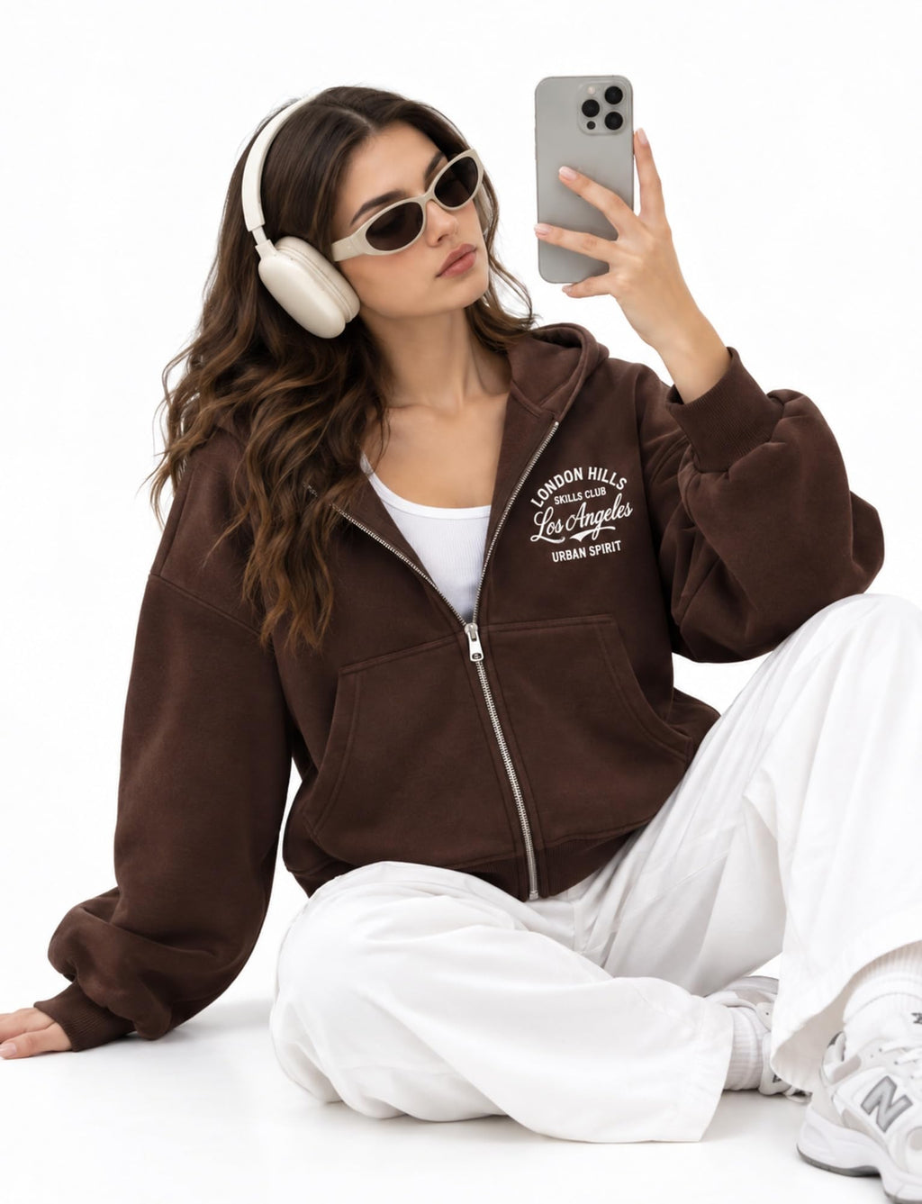 London Hills Hoodies for Women Stylish Sweater for Woman with Zip Stylish Latest Unisex Graphic Print Cotton Blend Fleece Hoodie Zipper Winter wear Hood Regular Fit, Long Sleeve