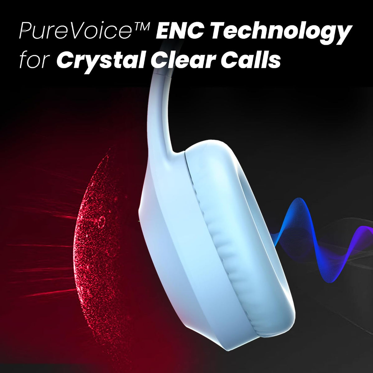 truke Newly Launched BTG 500 Over The Ear Gaming Headphone with 40mm Drivers, 10H of Playtime, Dual Pairing, Gaming Mode (50ms Latency) with RGB LEDs, TF Card with Volume Control, BT 5.4 (Sky Blue)