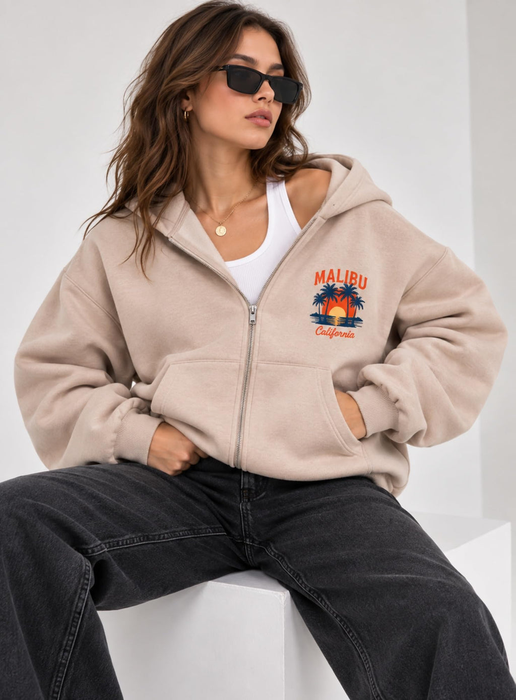 London Hills Hoodies for Women Stylish Sweater for Woman with Zip Stylish Latest Unisex Graphic Print Cotton Blend Fleece Hoodie Zipper Winter wear Hood Regular Fit, Long Sleeve