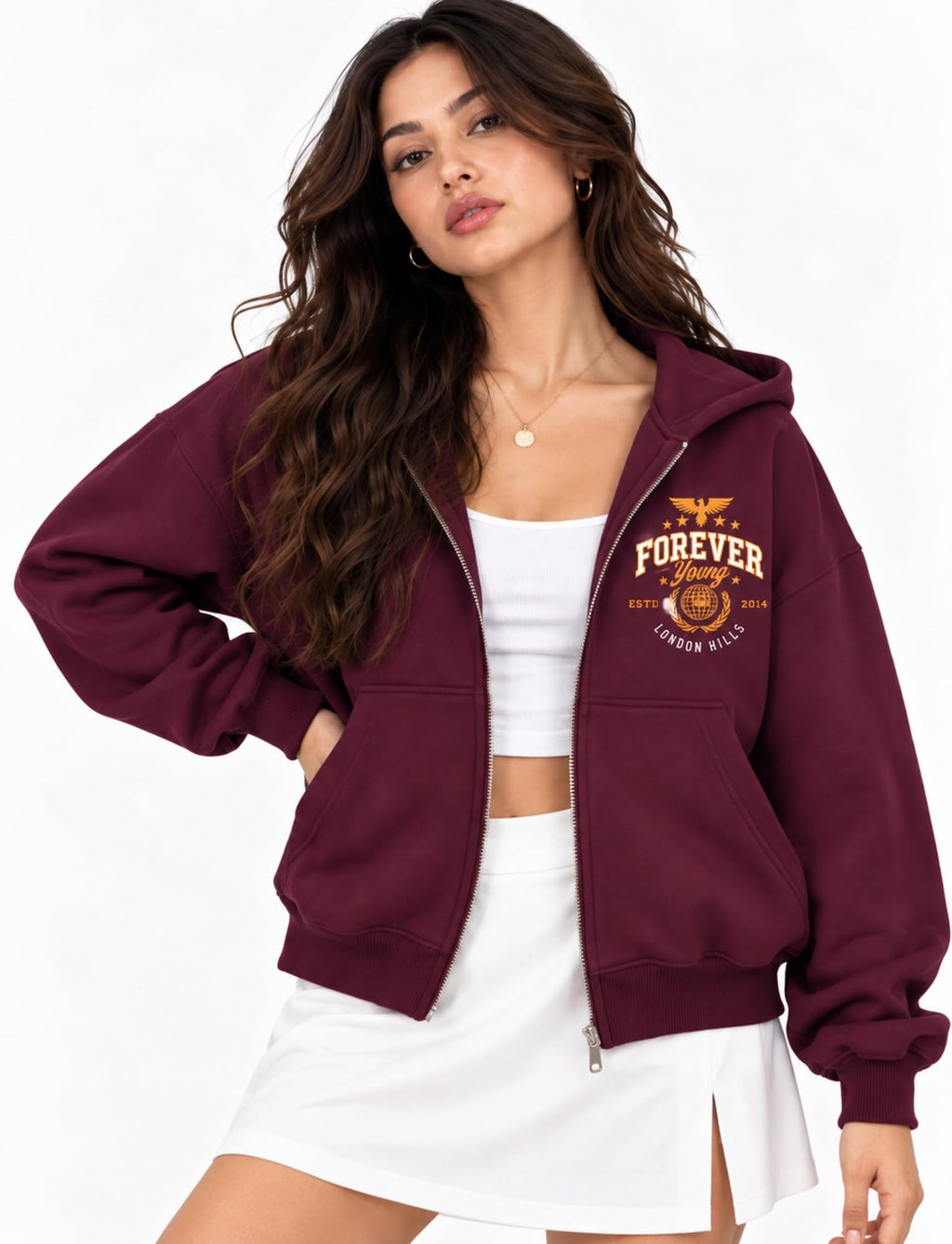 London Hills Hoodies for Women Stylish Sweater for Woman with Zip Stylish Latest Unisex Graphic Print Cotton Blend Fleece Hoodie Zipper Winter wear Hood Regular Fit, Long Sleeve