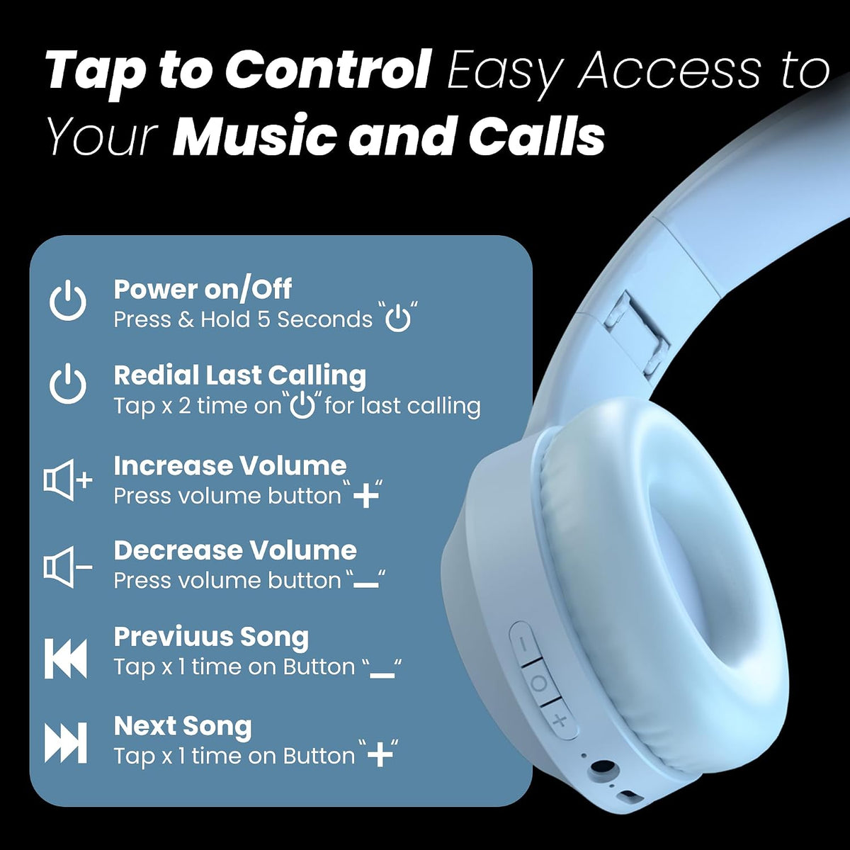 truke Newly Launched BTG 500 Over The Ear Gaming Headphone with 40mm Drivers, 10H of Playtime, Dual Pairing, Gaming Mode (50ms Latency) with RGB LEDs, TF Card with Volume Control, BT 5.4 (Sky Blue)
