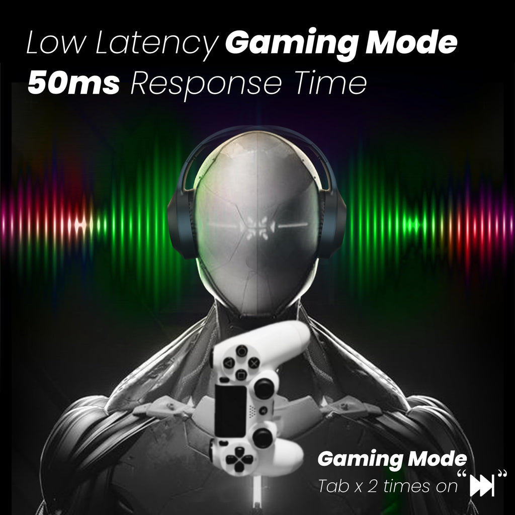 truke Newly Launched BTG 500 Over The Ear Gaming Headphone with 40mm Drivers, 10H of Playtime, Dual Pairing, Gaming Mode (50ms Latency) with RGB LEDs, TF Card with Volume Control, BT 5.4 (Sky Blue)