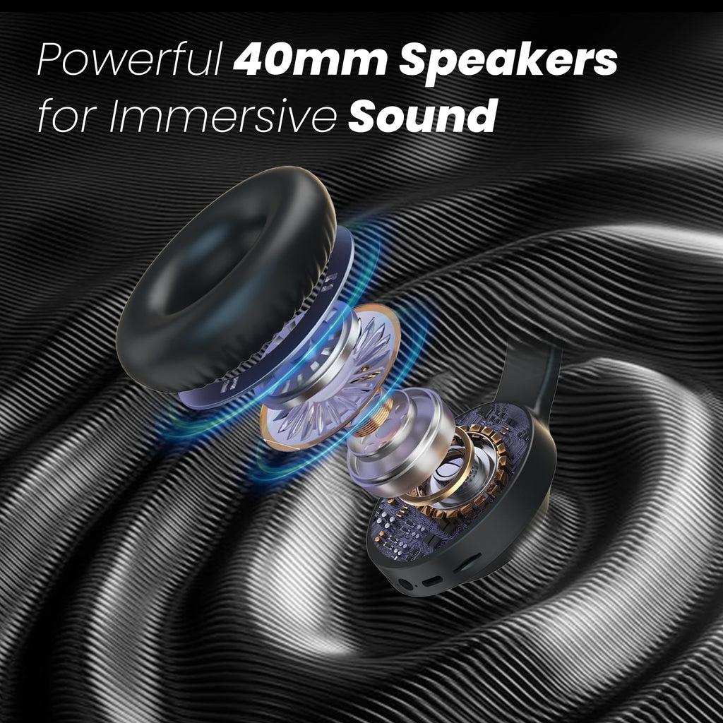 truke Newly Launched BTG 500 Over The Ear Gaming Headphone with 40mm Drivers, 10H of Playtime, Dual Pairing, Gaming Mode (50ms Latency) with RGB LEDs, TF Card with Volume Control, BT 5.4 (Sky Blue)
